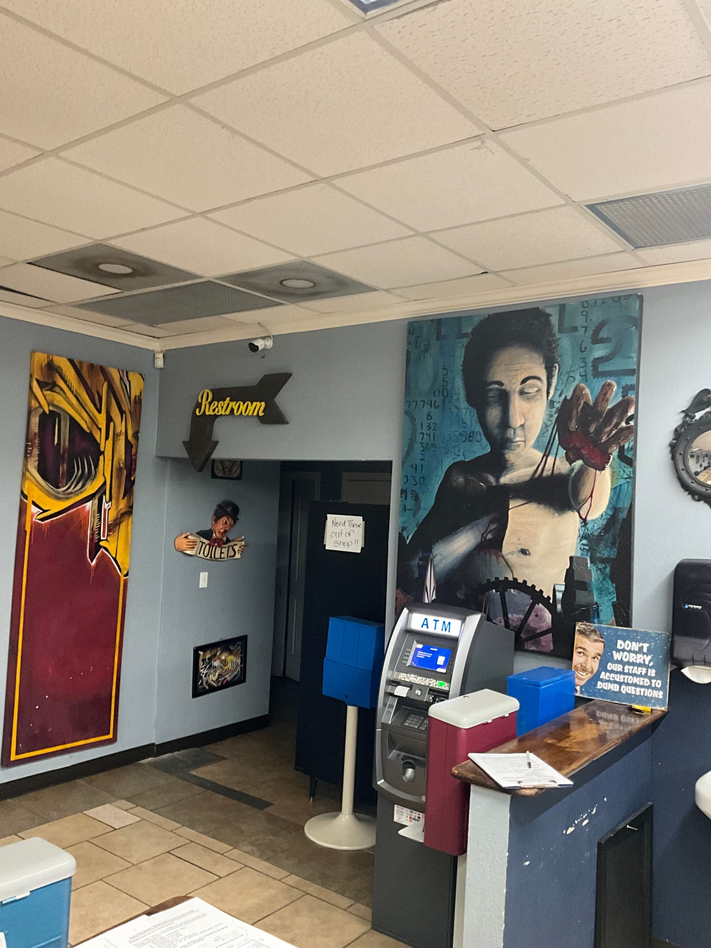ATM and checkout counter inside I-45 Ink